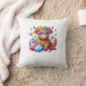 Happy Easter Highland Cow Heifer Easter Day Farmer クッション (ブランケット)