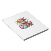 Happy Easter Highland Cow Heifer Easter Day Farmer ノートパッド (アングル)