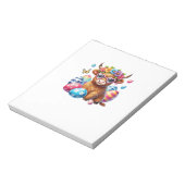 Happy Easter Highland Cow Heifer Easter Day Farmer ノートパッド (回転)