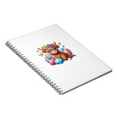 Happy Easter Highland Cow Heifer Easter Day Farmer ノートブック (右側)