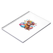 Happy Easter Highland Cow Heifer Easter Day Farmer ノートブック (左側)