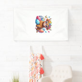 Happy Easter Highland Cow Heifer Easter Day Farmer 横断幕 (インサイチュ)