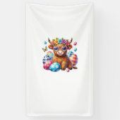 Happy Easter Highland Cow Heifer Easter Day Farmer 横断幕 (縦)