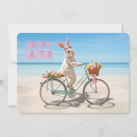 Happy Easter Hilton Head Island Bicycle on Beach シーズンカード (正面)