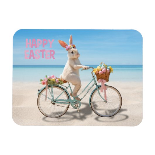 Happy Easter Hilton Head Island Bicycle on Beach マグネット (横)