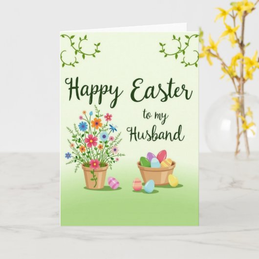 Happy Easter Husband Greeting Card カード (黄色い花)
