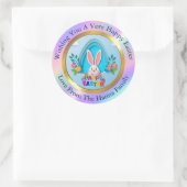 Happy Easter I Custom Bunny & Spring Floral ラウンドシール (バッグ)