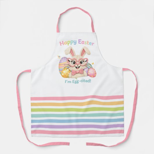 Happy Easter I'm Egg-cited Bunny  エプロン (正面)