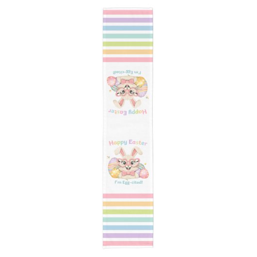 Happy Easter I'm Egg-cited Bunny  ショートテーブルランナー (正面)