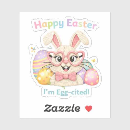 Happy Easter I'm Egg-cited Bunny  シール (シート)