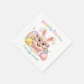 Happy Easter I'm Egg-cited Bunny  スタンダードカクテルナプキン (角)