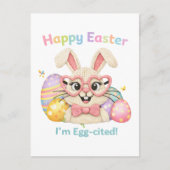 Happy Easter I'm Egg-cited Bunny  ポストカード (正面)