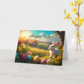 Happy Easter in a Spring Landscape カード (黄色い花)