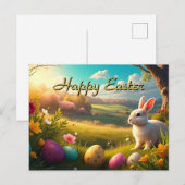 Happy Easter in a Spring Landscape シーズンポストカード (正面/裏面)