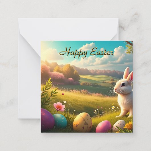 Happy Easter in a Spring Landscape ノートカード (正面)