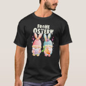 Happy Easter in German Gnome with bunny ears Easte Tシャツ (正面)