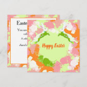 Happy Easter Invitation Card – Cute Bunny Floral 招待状 (正面/裏面)