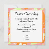 Happy Easter Invitation Card – Cute Bunny Floral  招待状 (裏面)