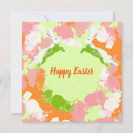 Happy Easter Invitation Card – Cute Bunny Floral  招待状