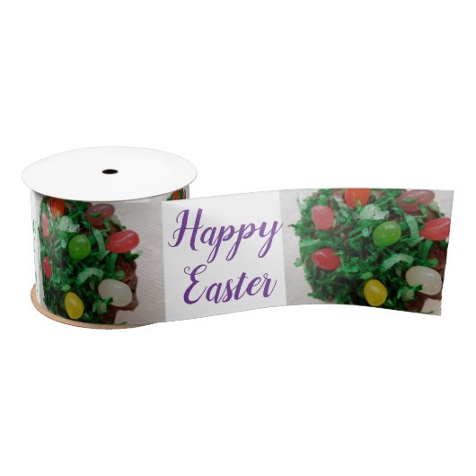 Happy Easter Jelly Candy Beans 3 INCH サテンリボン (リール)