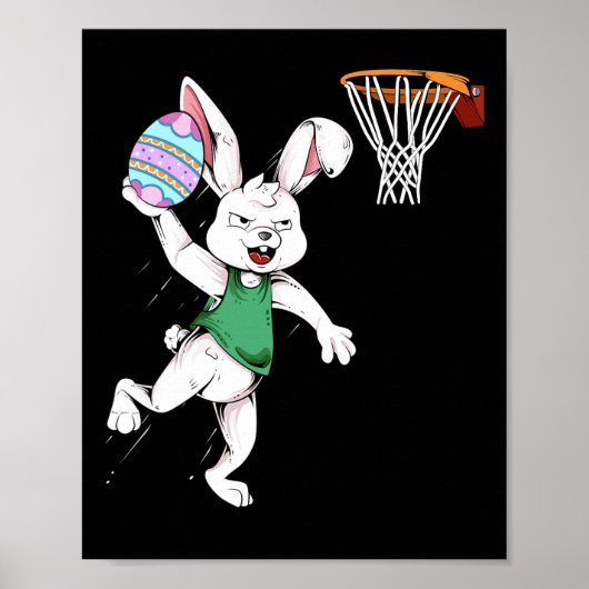 Happy Easter Kids Boys Bunny Dunk Bysketbyll Easte ポスター (正面)