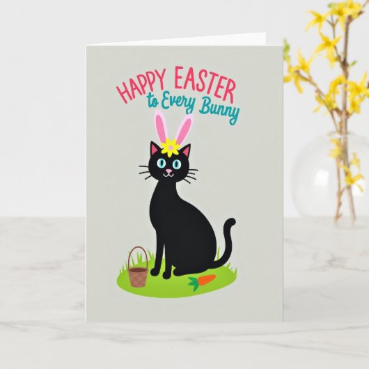 Happy Easter Kitty Friend Card カード (黄色い花)