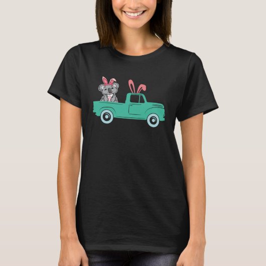 Happy Easter Koala Bunny Riding Truck Boys Toddler Tシャツ (正面)