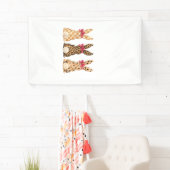 Happy Easter Leopard Bunny Coquette Bow Girl Women 横断幕 (インサイチュ)