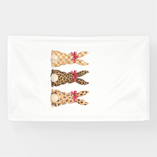 Happy Easter Leopard Bunny Coquette Bow Girl Women 横断幕 (横)
