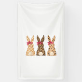 Happy Easter Leopard Bunny Coquette Bow Girl Women 横断幕 (縦)