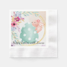 Happy Easter- little bunny on big egg 縁ありカクテルナプキン