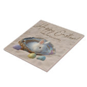 Happy Easter Lowcountry Oyster Shell and Bunny タイル (側面)
