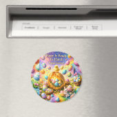 Happy Easter, magical chick and bunny decorative f マグネット (インサイチュ (食洗機))