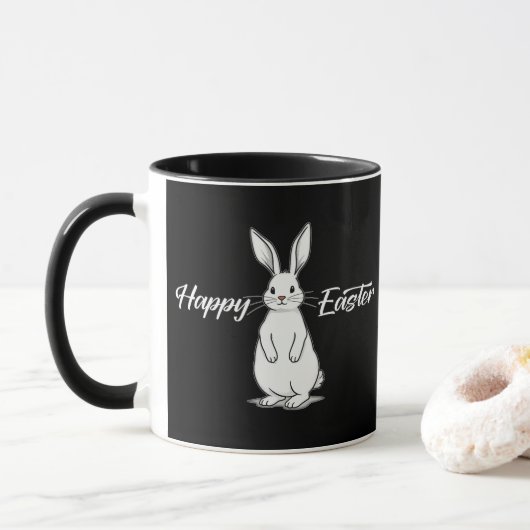 Happy Easter – Minimal Bunny Illustration - caneca マグカップ (ドーナツ)