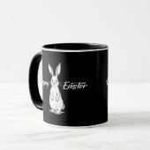 Happy Easter – Minimal Bunny Illustration - caneca マグカップ (正面左)