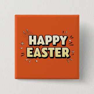 Happy Easter Modern Terracotta Typographic Pin 缶バッジ