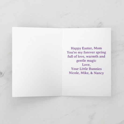 Happy Easter Mom , Personalized Easter funnyBunny シーズンカード (内部)