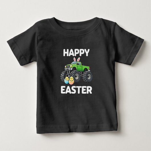 Happy Easter Monster Truck Kids Holiday ベビーTシャツ (正面)
