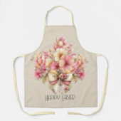 Happy Easter Multiple Flowers and Bow エプロン (正面)