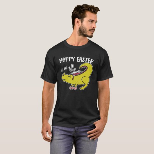 Happy Easter Oh No Holiday Dinosaur Trex Bunny Ear Tシャツ (正面フル)