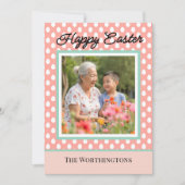 Happy Easter One Photo Peach and Aqua Easter Egg シーズンカード (正面)