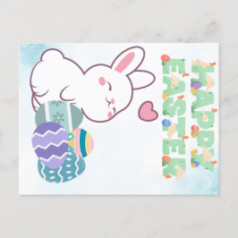 Happy Easter / Ostern bunny with eggs シーズンポストカード