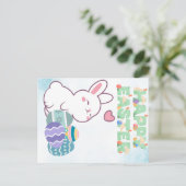 Happy Easter / Ostern bunny with eggs シーズンポストカード (スタンド正面)