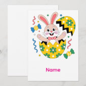 Happy Easter Party Bunny Popping Out  サンキューカード (正面/裏面)