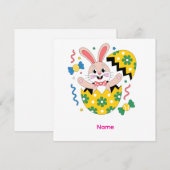 Happy Easter Party Bunny Popping Out 招待状 (正面/裏面)