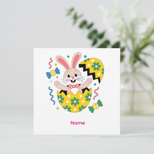 Happy Easter Party Bunny Popping Out  招待状 (スタンド正面)