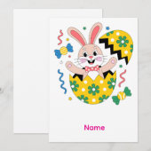 Happy Easter Party Bunny Popping Out 招待状 (正面/裏面)