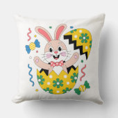 Happy Easter Party Bunny Popping Out of Egg  クッション (正面)