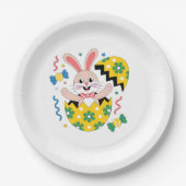 Happy Easter Party Bunny Popping Out of Egg  ペーパープレート (正面)