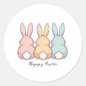 Happy Easter Pastel Bunnies Custom Text  ラウンドシール (正面)